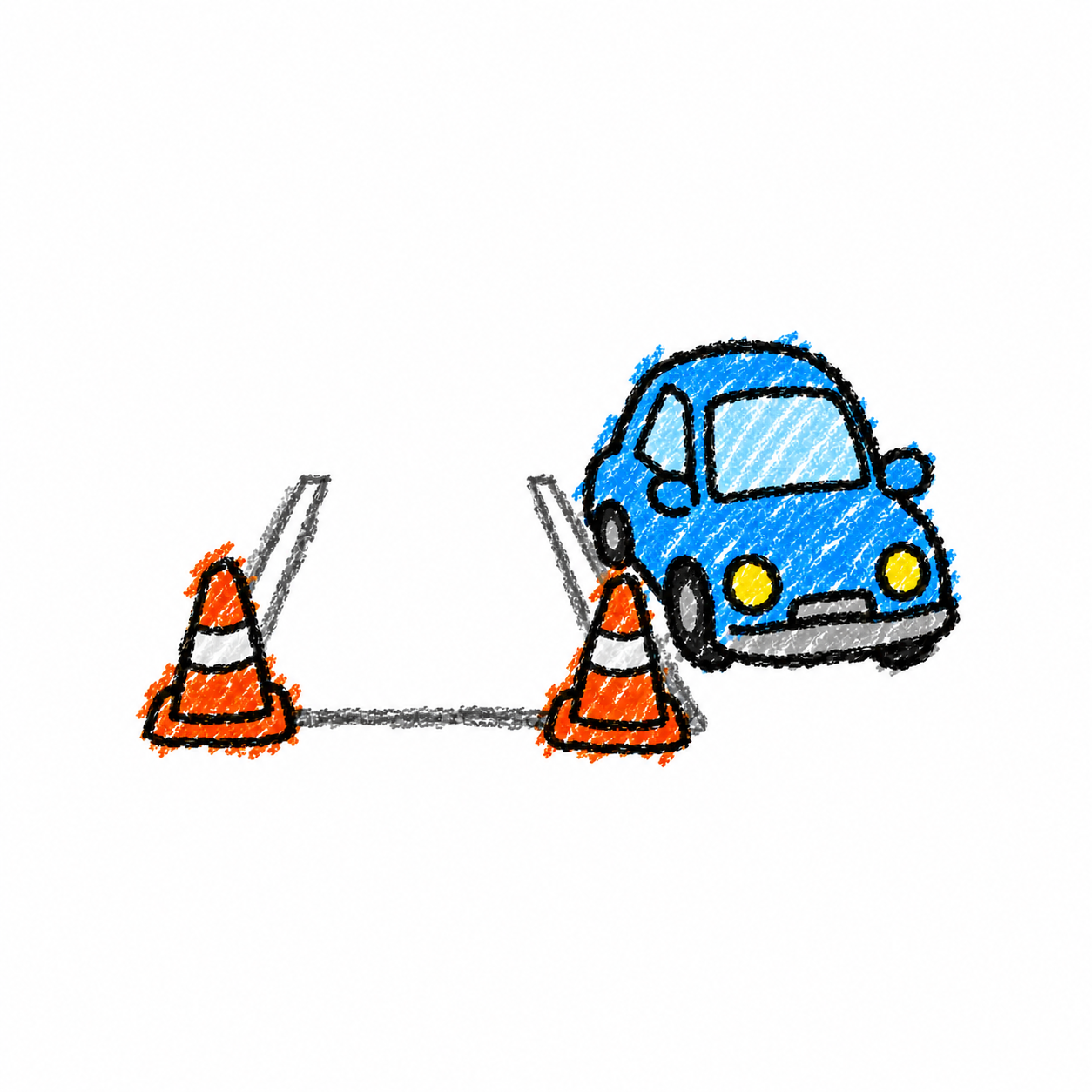 交通錐與小汽車