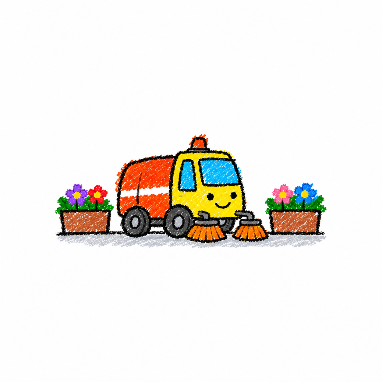 掃街車與街邊花槽