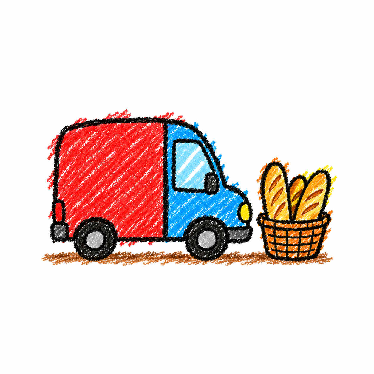 送貨車與法國長棍麵包