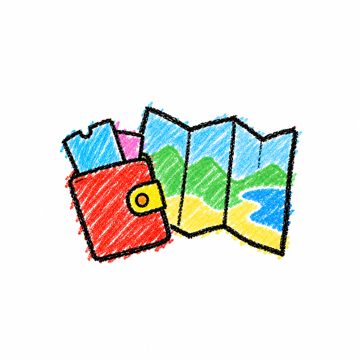 Matkalompakko ja turistikartta