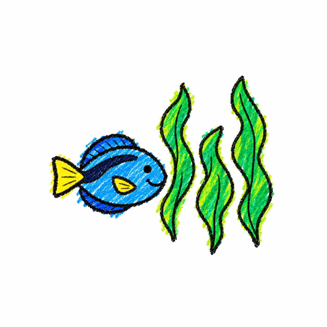 Plava riba kirurg i alga kelp