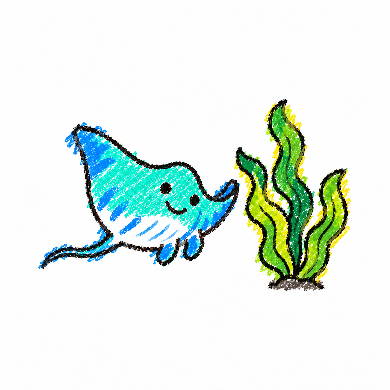 Manta i alga kelp
