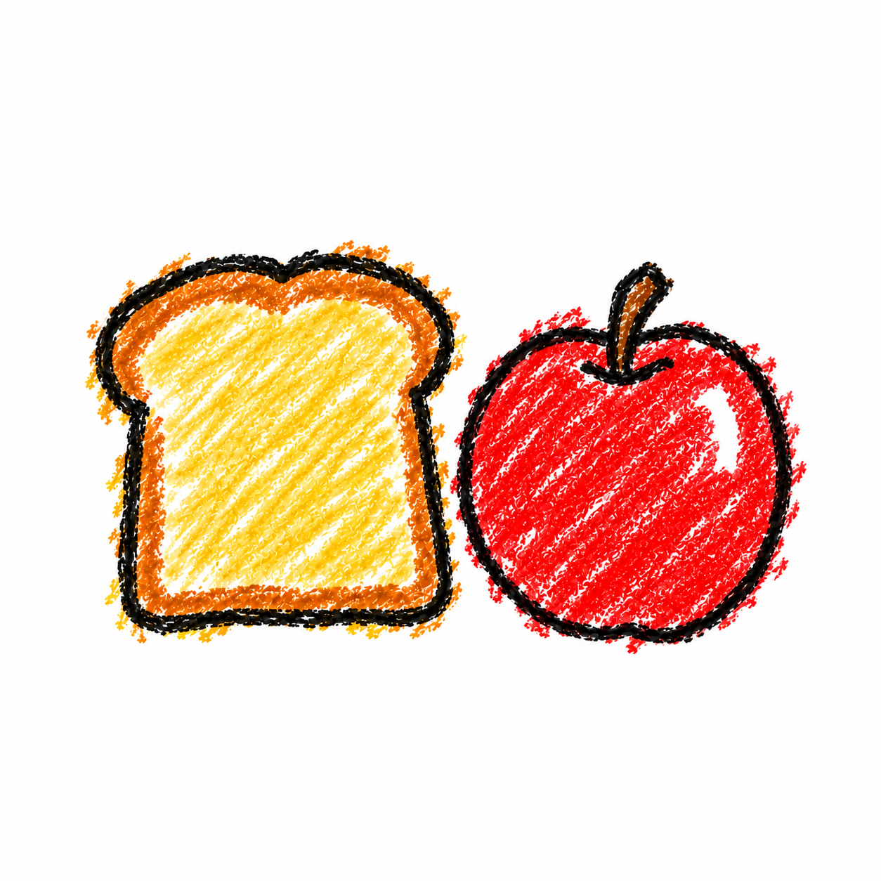 Toast slice and apple