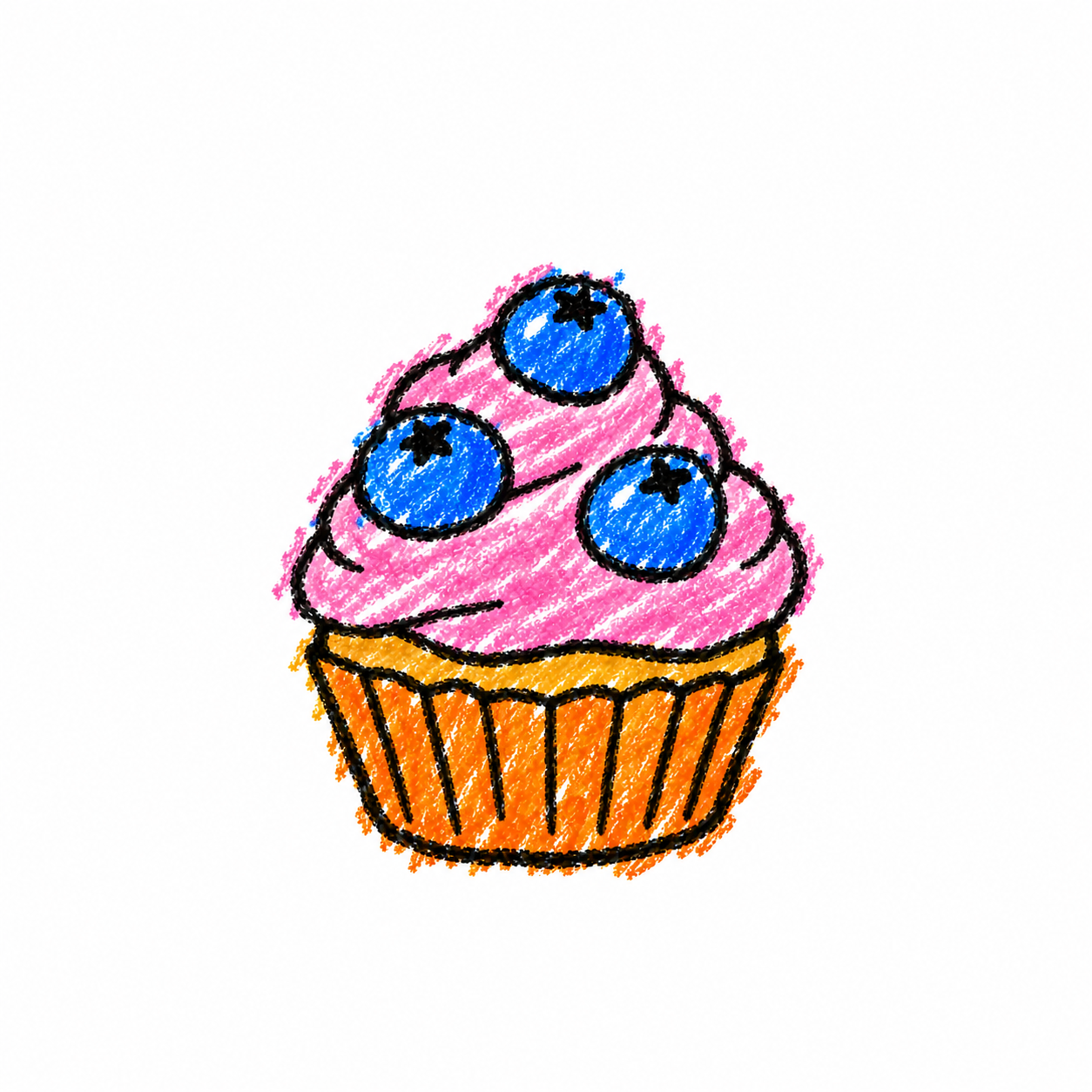 Cupcake and blueberries