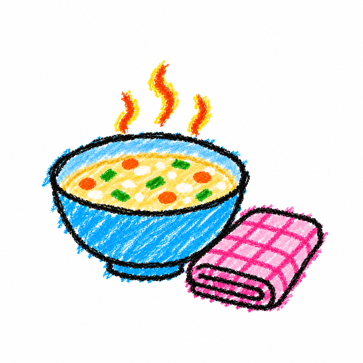 Warm porridge and towel