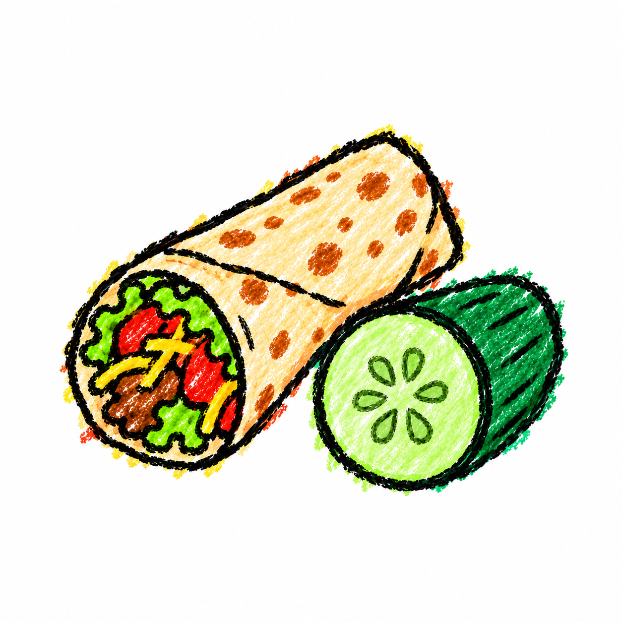 Vegetable wrap and cucumber