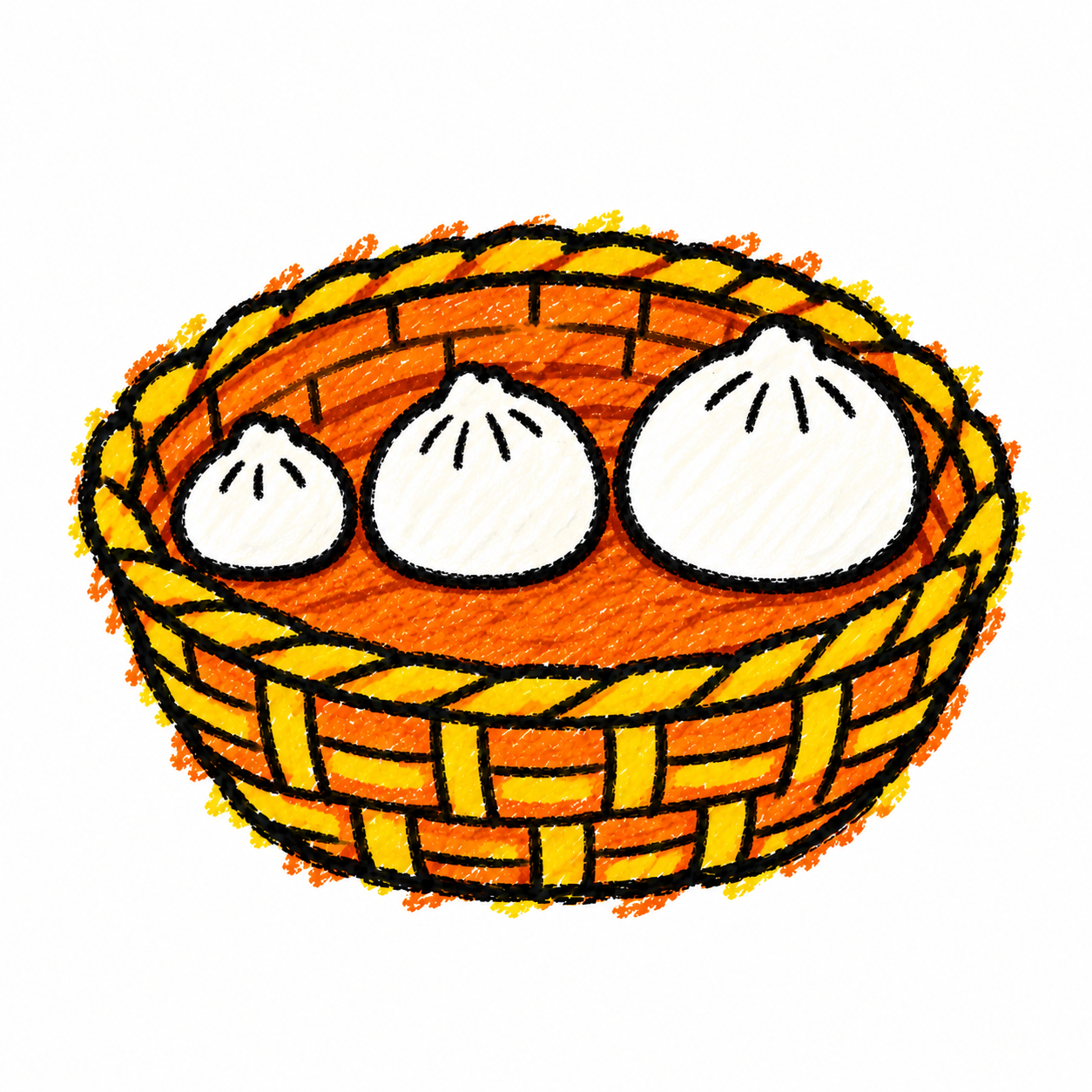 Plain steamed bread and basket