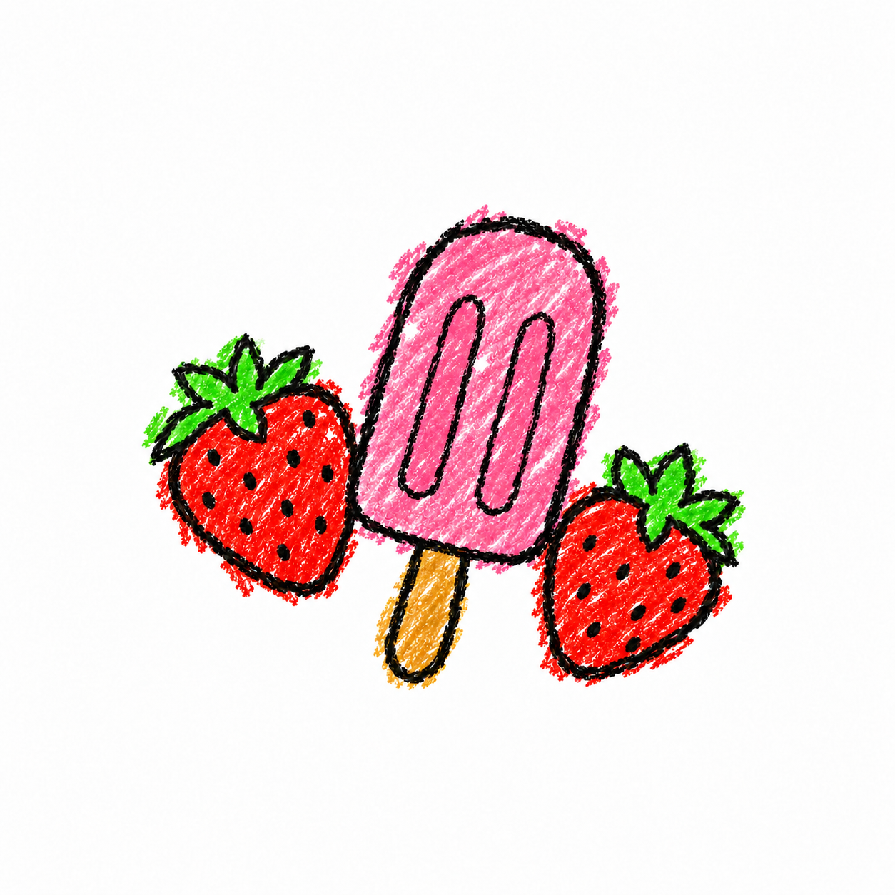 Ice pop and strawberry